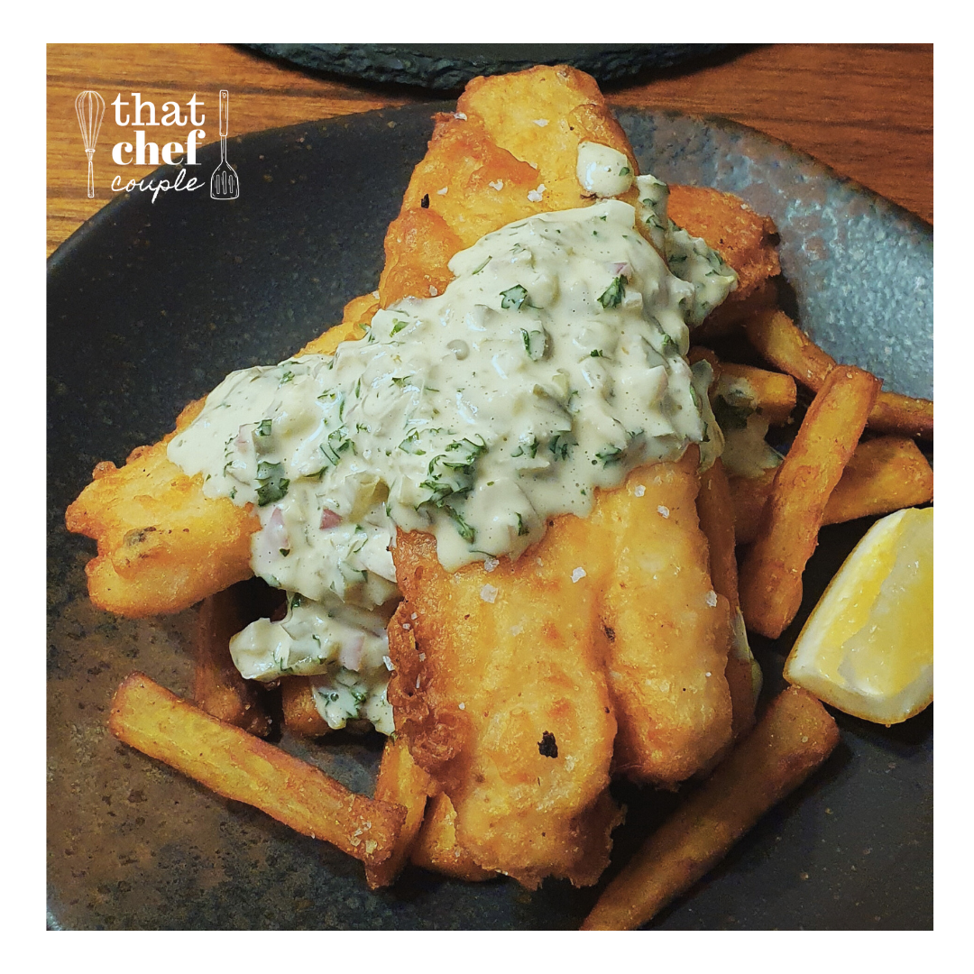fish and chips with tartar sauce
