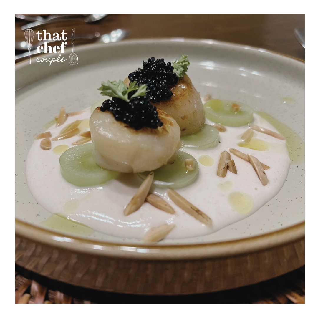 Pan-seared scallops with ajo blanco