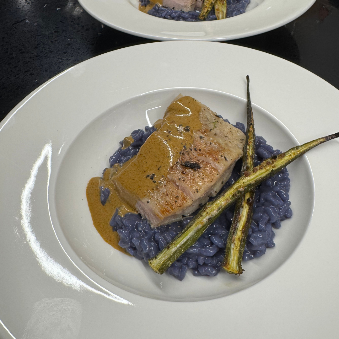 Iberico pork jowl with spiced candlenut cream