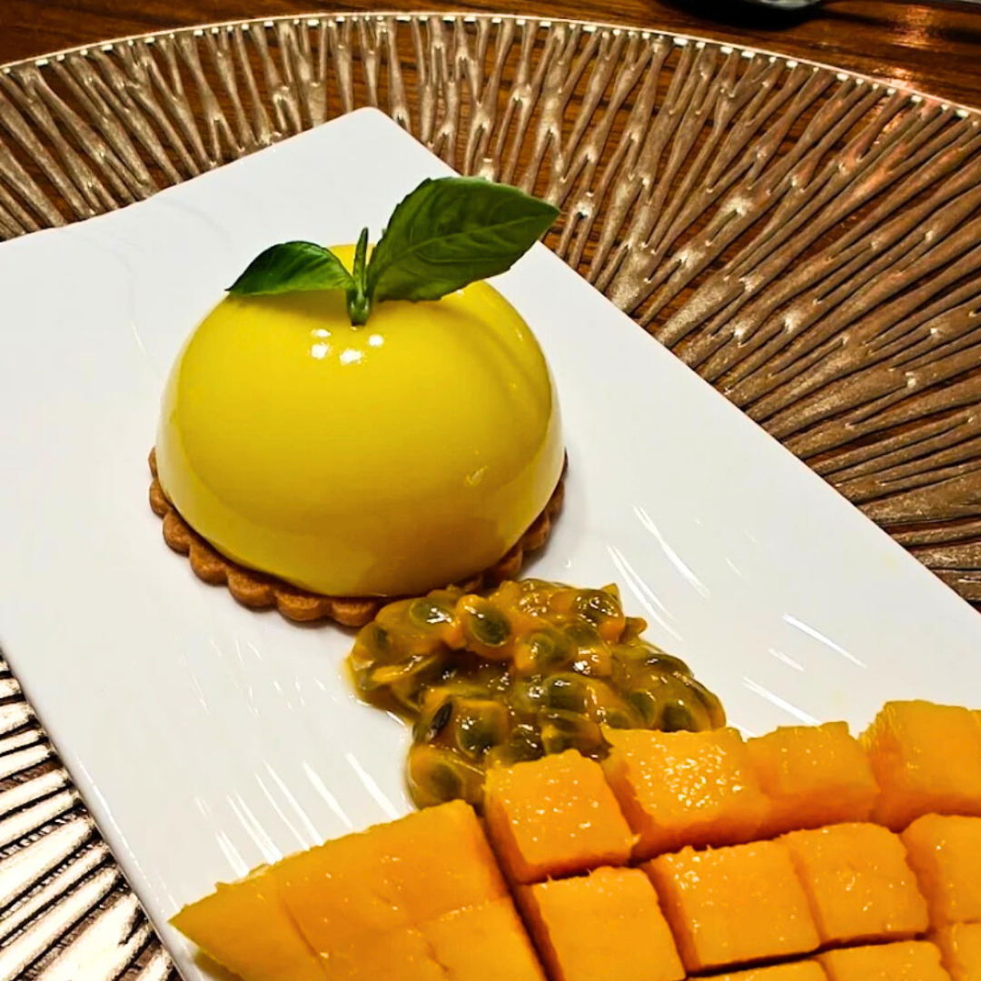 Mango and passion fruit petit gateau