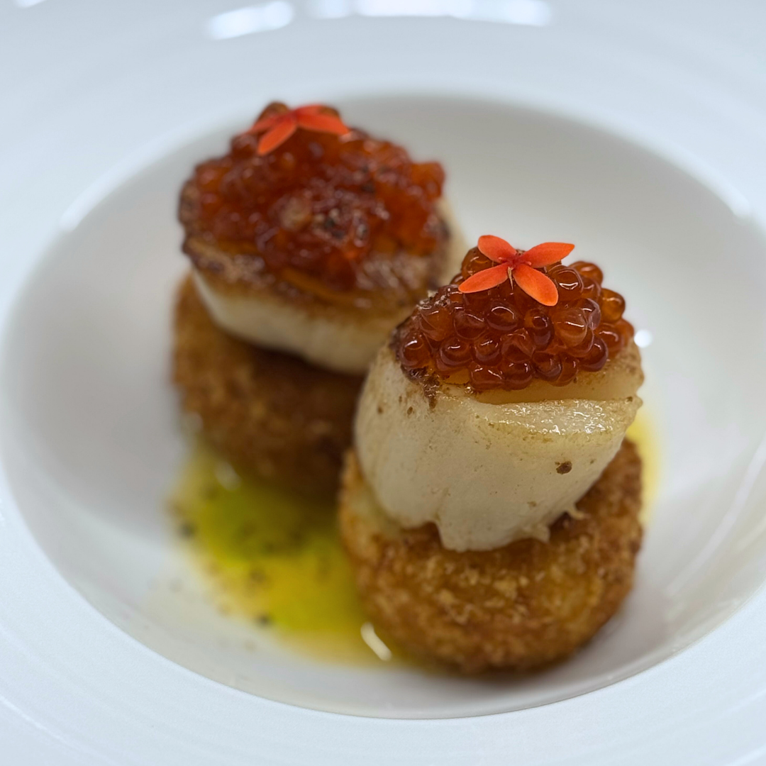 Scallops with croquettes