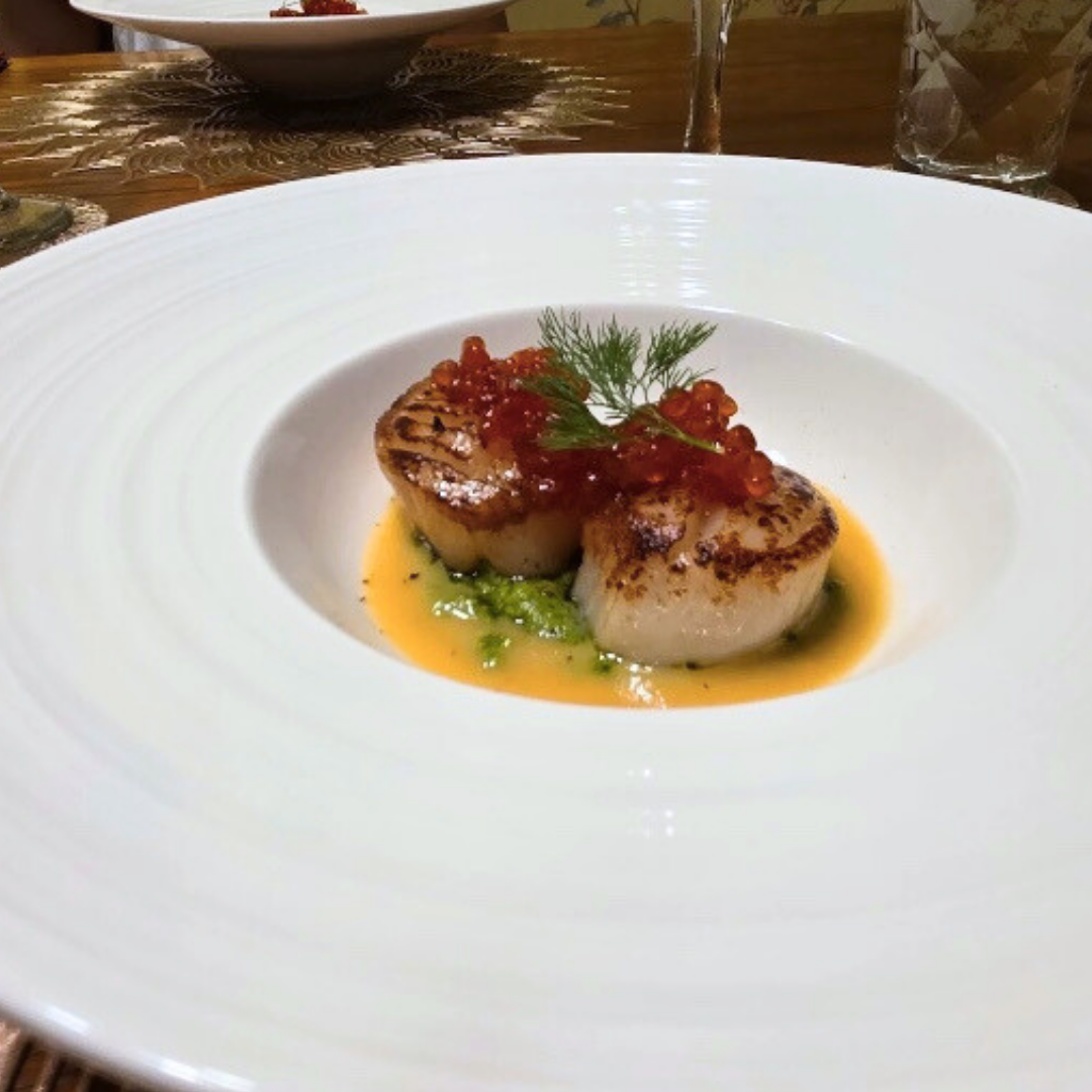 Pan-seared scallops with miso beurre blanc